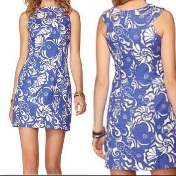 Lilly Pulitzer | Blue Tide Pools Beaded Shift Dress - Picture 5 of 15